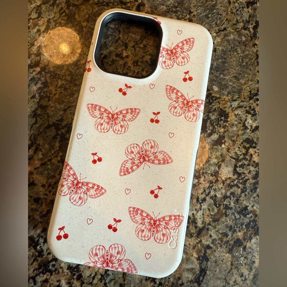 Elegant Red Butterfly and Cherry Phone Case